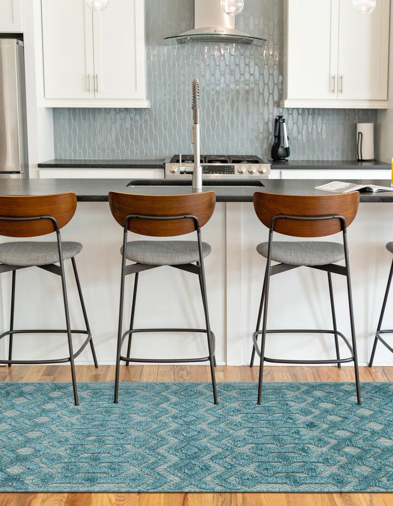 Garden Lattice Charm Collection Area Rug - Pergola (Aqua) Runner Aqua lifestyle 34
