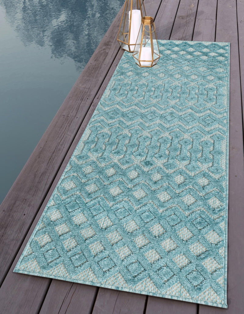 Garden Lattice Charm Collection Area Rug - Pergola (Aqua) Runner Aqua lifestyle 35
