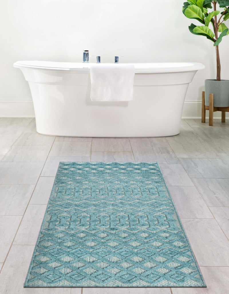 Garden Lattice Charm Collection Area Rug - Pergola (Aqua) Runner Aqua lifestyle 36