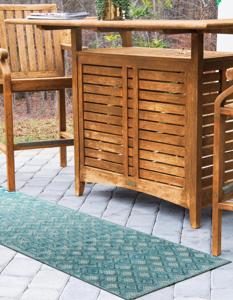 Garden Lattice Charm Collection Area Rug - Pergola (Aqua) Runner Aqua lifestyle 37