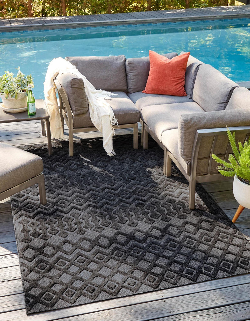 Garden Lattice Charm Collection Area Rug - Pergola (Charcoal) Rectangle Charcoal lifestyle 2