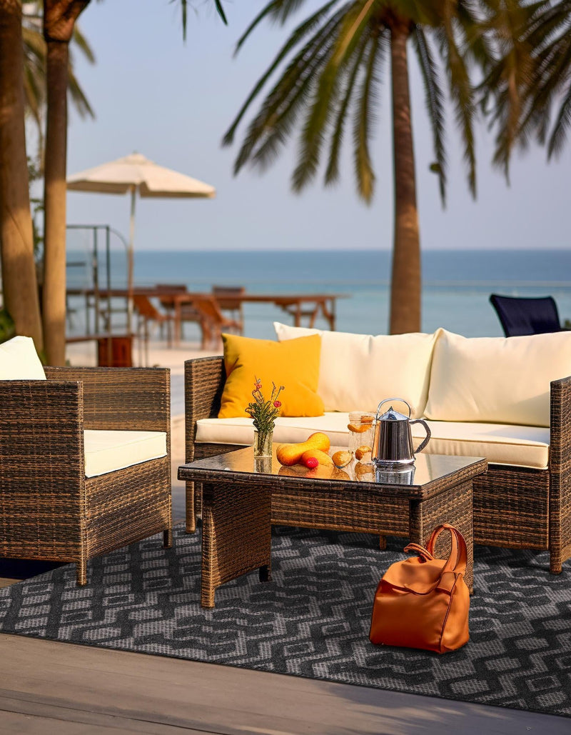Garden Lattice Charm Collection Area Rug - Pergola (Charcoal) Rectangle Charcoal lifestyle 6