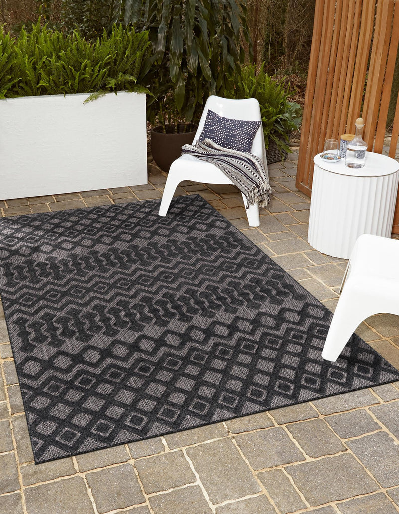 Garden Lattice Charm Collection Area Rug - Pergola (Charcoal) Rectangle Charcoal lifestyle 8