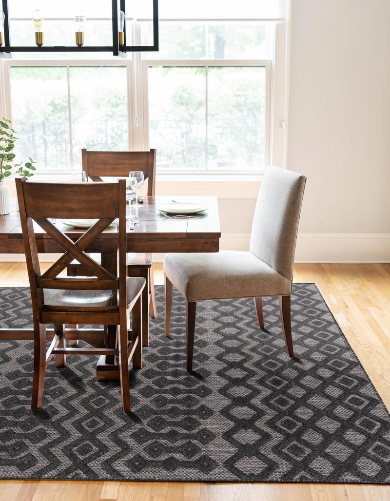 Garden Lattice Charm Collection Area Rug - Pergola (Charcoal) Rectangle Charcoal lifestyle 9