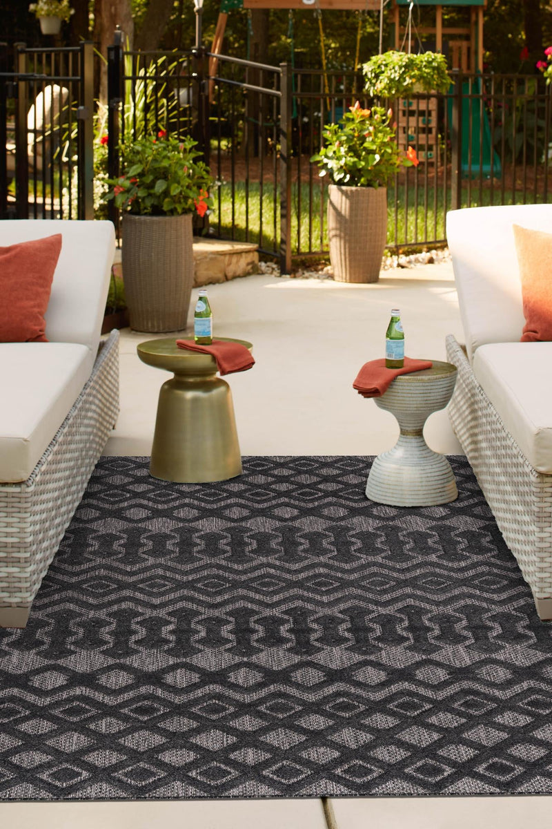 Garden Lattice Charm Collection Area Rug - Pergola (Charcoal) Rectangle Charcoal lifestyle 10