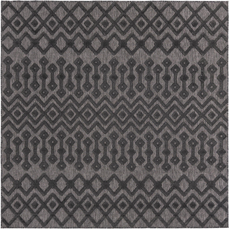 Garden Lattice Charm Collection Area Rug - Pergola (Charcoal) Square Charcoal lifestyle 17