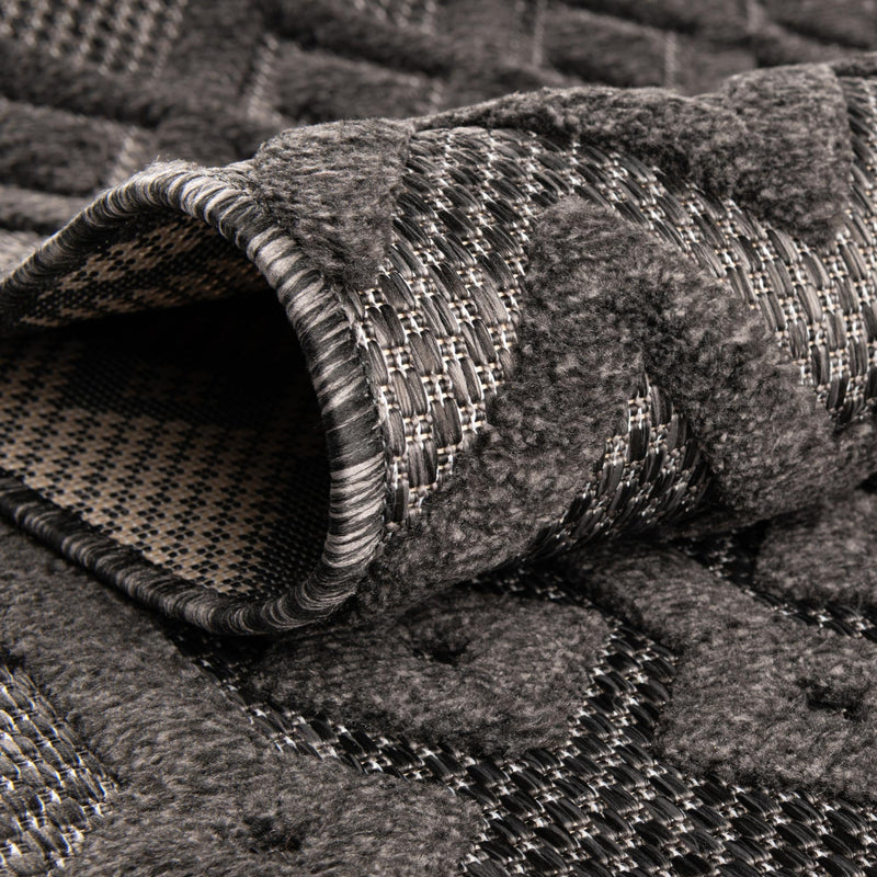 Garden Lattice Charm Collection Area Rug - Pergola (Charcoal) Round Charcoal lifestyle 38