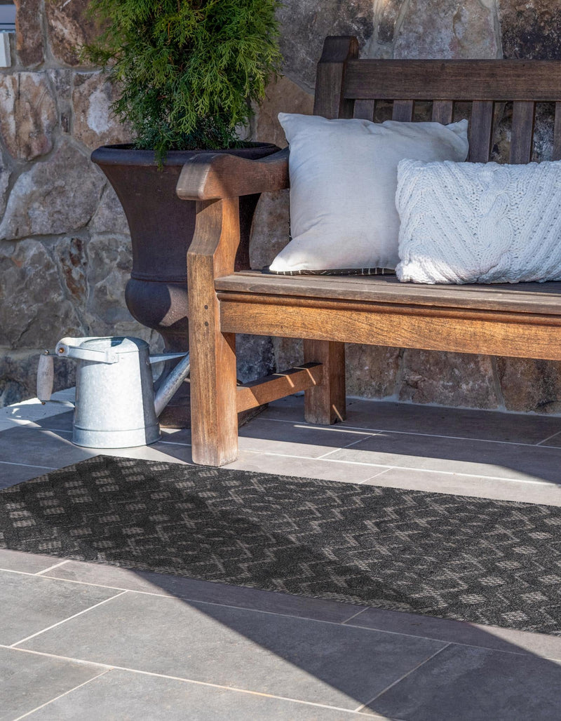 Garden Lattice Charm Collection Area Rug - Pergola (Charcoal) Runner Charcoal lifestyle 26