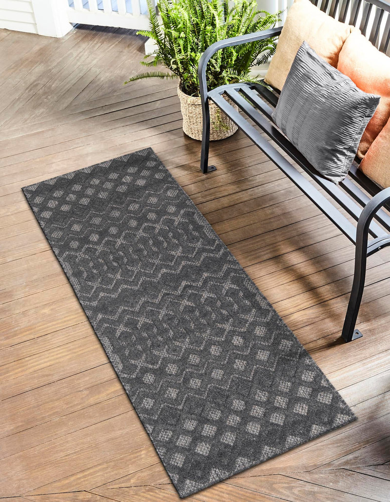 Garden Lattice Charm Collection Area Rug - Pergola (Charcoal) Runner Charcoal lifestyle 28