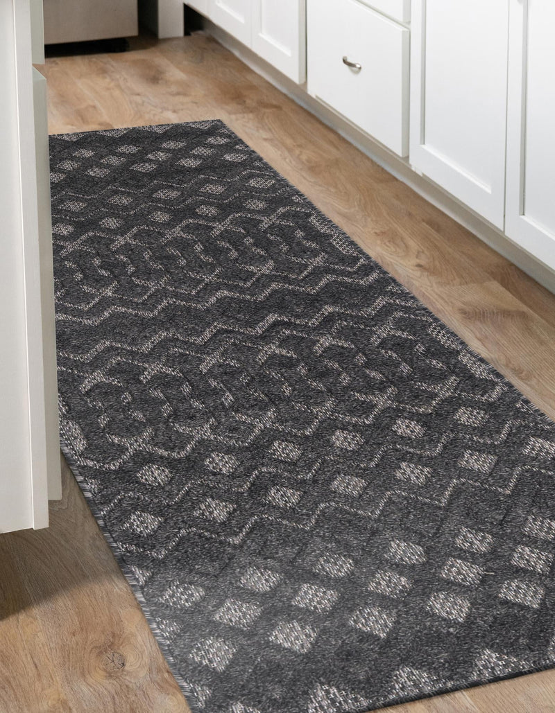 Garden Lattice Charm Collection Area Rug - Pergola (Charcoal) Runner Charcoal lifestyle 29
