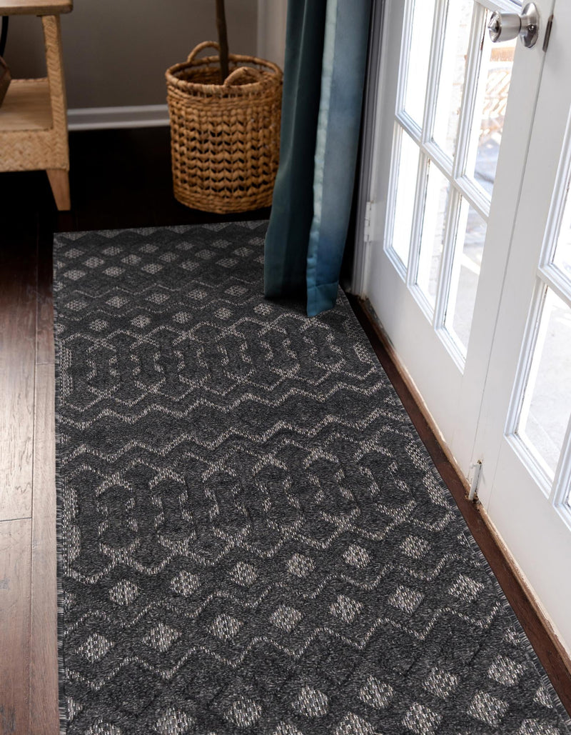 Garden Lattice Charm Collection Area Rug - Pergola (Charcoal) Runner Charcoal lifestyle 31