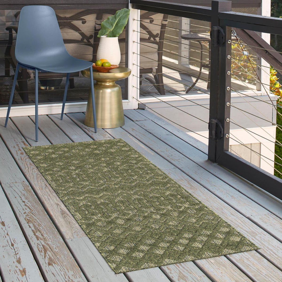 Garden Lattice Charm Collection Area Rug - Pergola (Green) Runner Green lifestyle 51