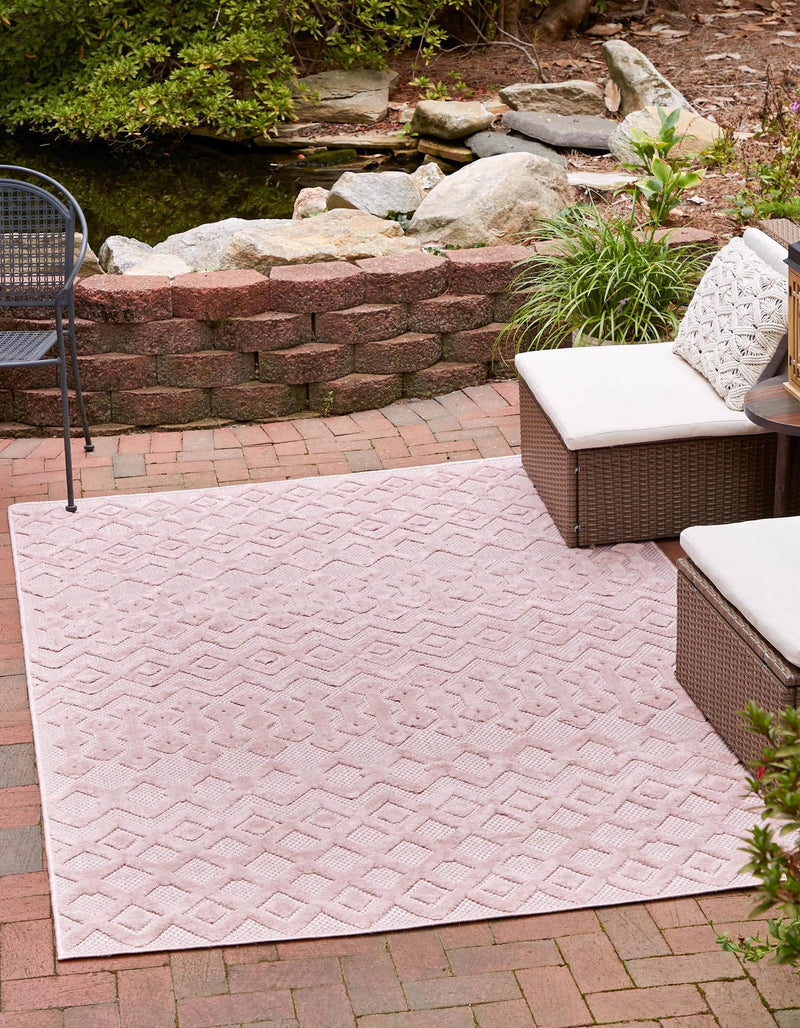 Garden Lattice Charm Collection Area Rug - Pergola (Pink) Rectangle Pink lifestyle 2