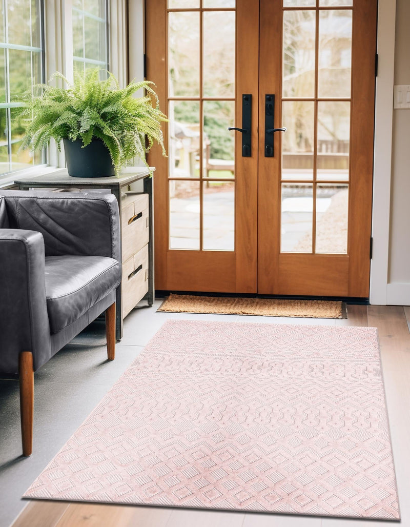 Garden Lattice Charm Collection Area Rug - Pergola (Pink) Rectangle Pink lifestyle 3
