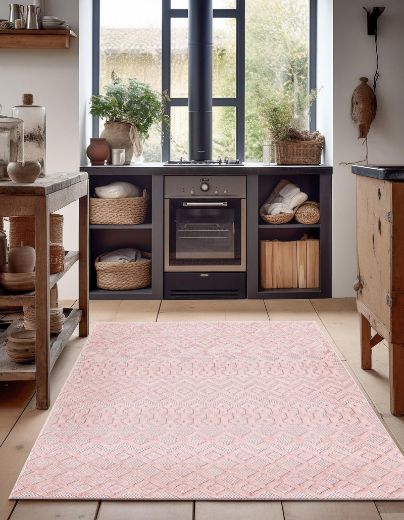 Garden Lattice Charm Collection Area Rug - Pergola (Pink) Rectangle Pink lifestyle 5