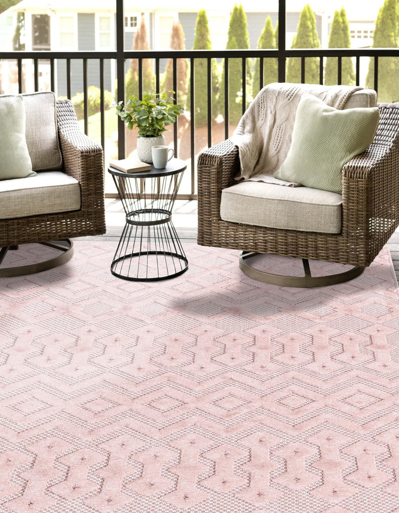 Garden Lattice Charm Collection Area Rug - Pergola (Pink) Rectangle Pink lifestyle 6