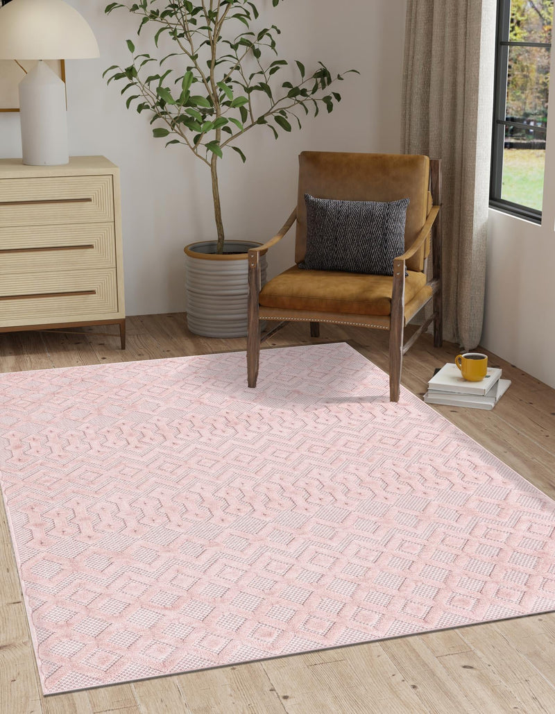 Garden Lattice Charm Collection Area Rug - Pergola (Pink) Rectangle Pink lifestyle 11