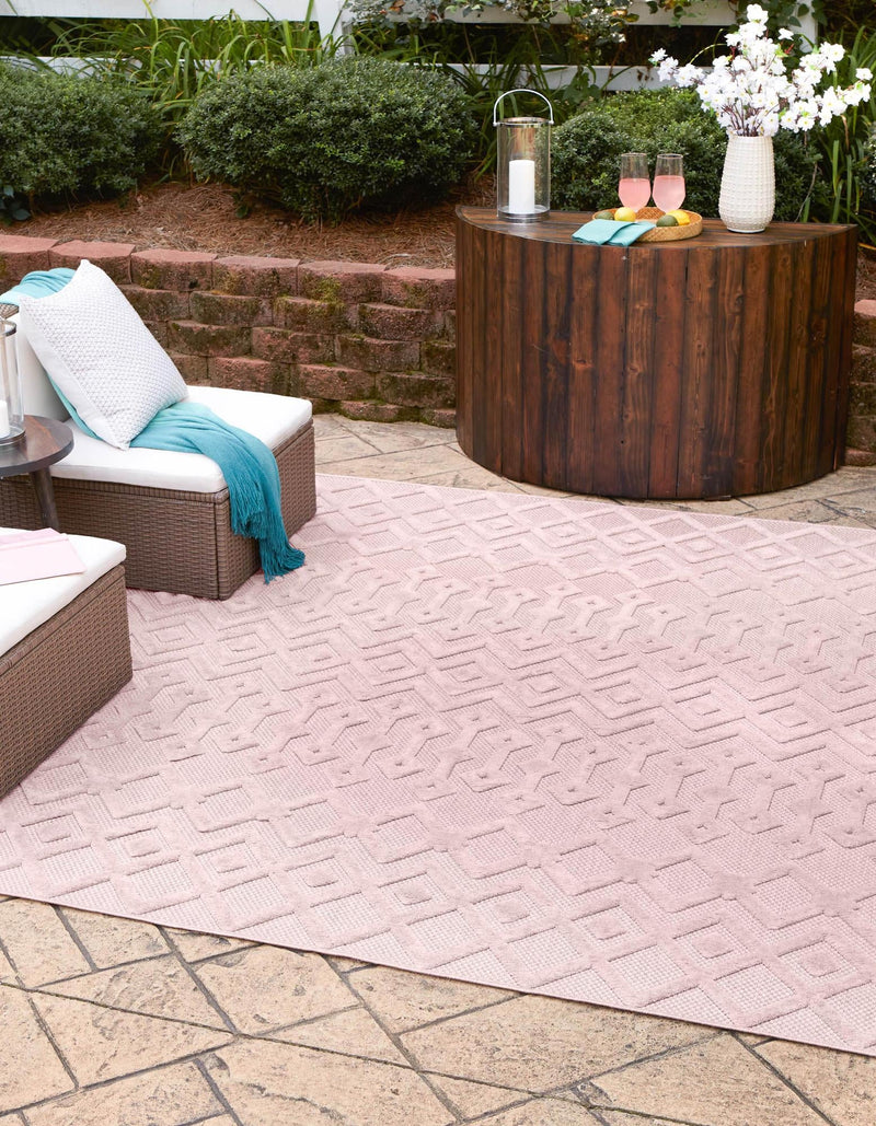 Garden Lattice Charm Collection Area Rug - Pergola (Pink) Square Pink lifestyle 21