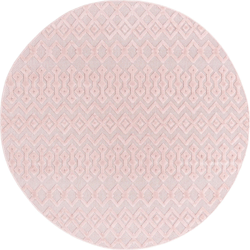 Garden Lattice Charm Collection Area Rug - Pergola (Pink) Round Pink lifestyle 19