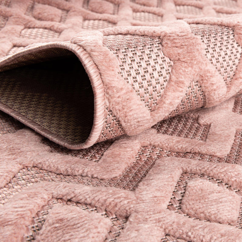Garden Lattice Charm Collection Area Rug - Pergola (Pink) Round Pink lifestyle 39