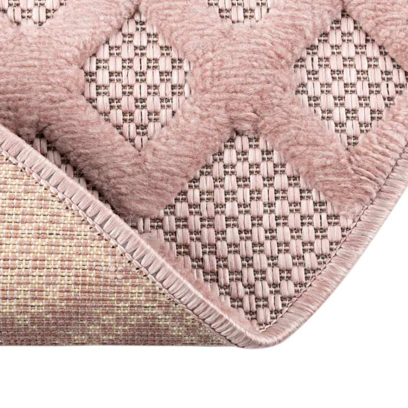 Garden Lattice Charm Collection Area Rug - Pergola (Pink) Round Pink lifestyle 48