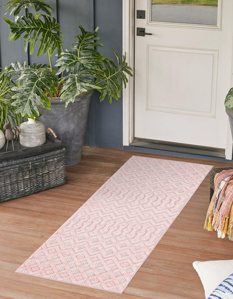 Garden Lattice Charm Collection Area Rug - Pergola (Pink) Runner Pink lifestyle 23