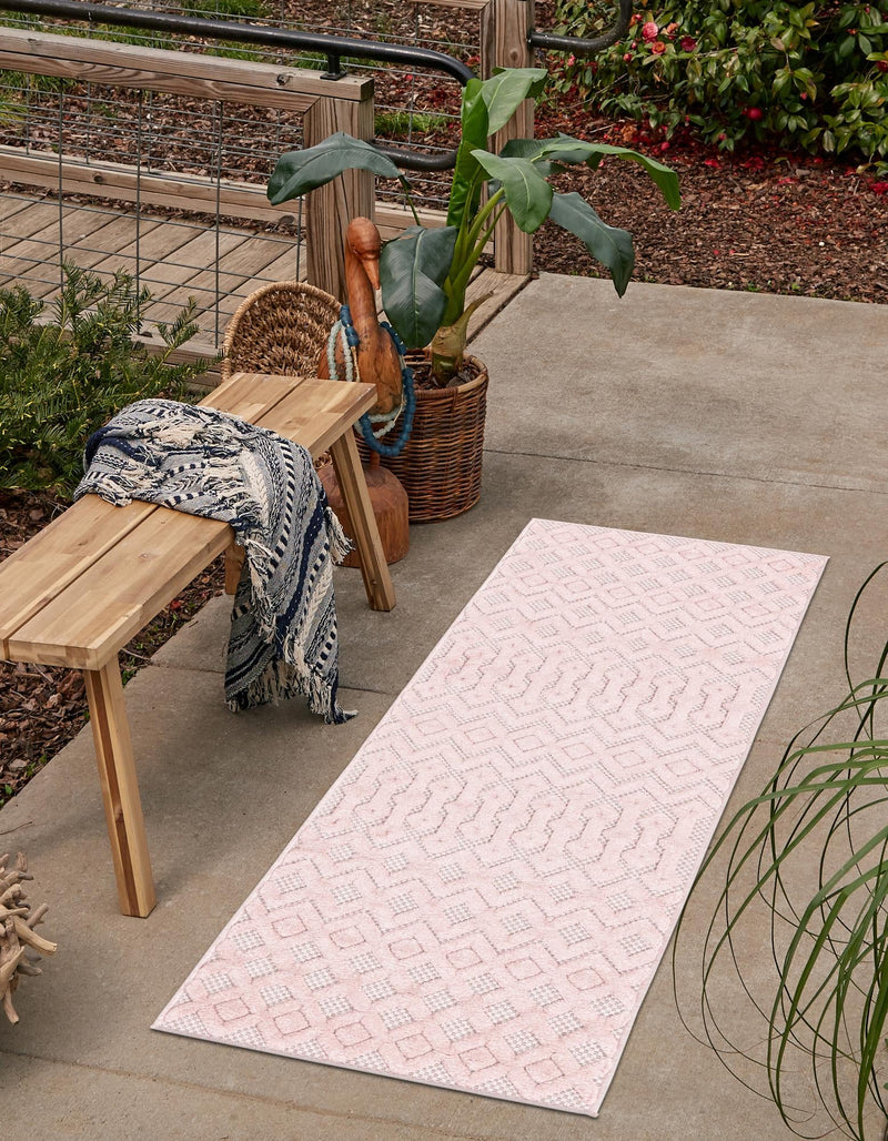 Garden Lattice Charm Collection Area Rug - Pergola (Pink) Runner Pink lifestyle 27