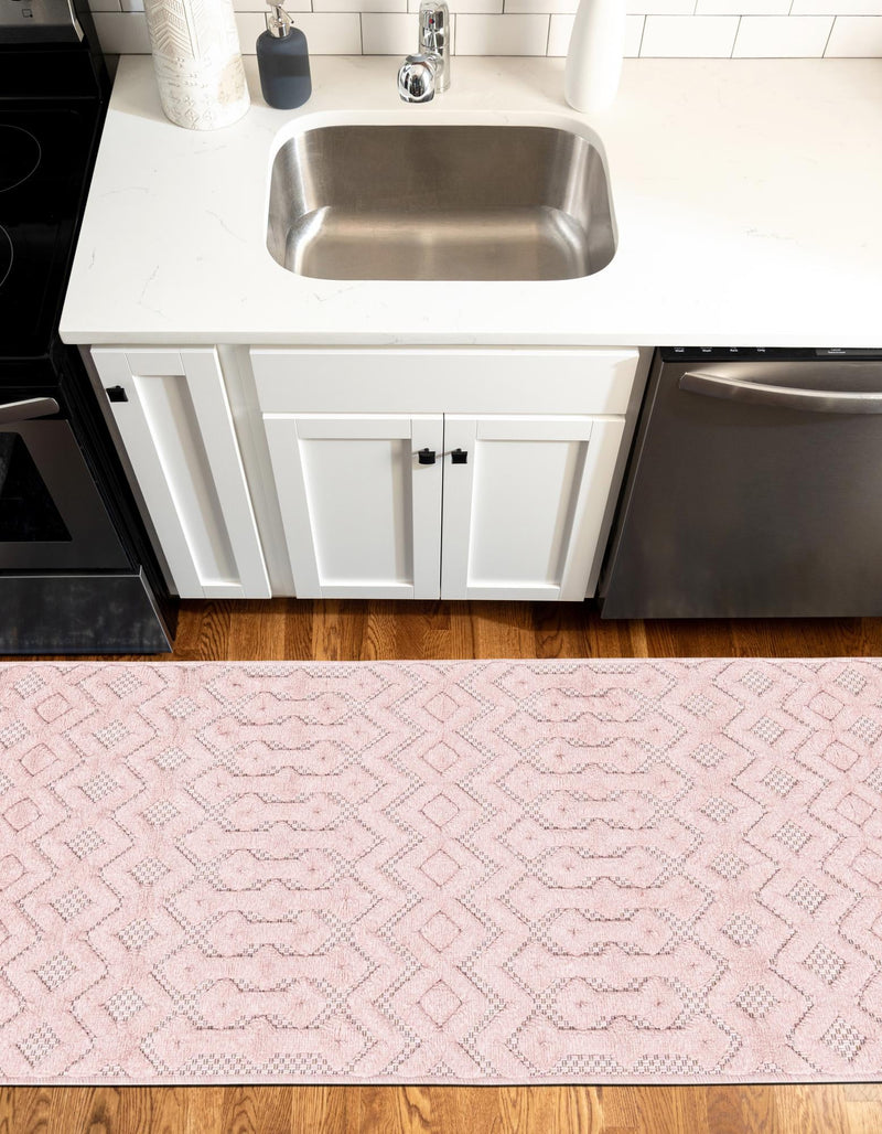 Garden Lattice Charm Collection Area Rug - Pergola (Pink) Runner Pink lifestyle 28