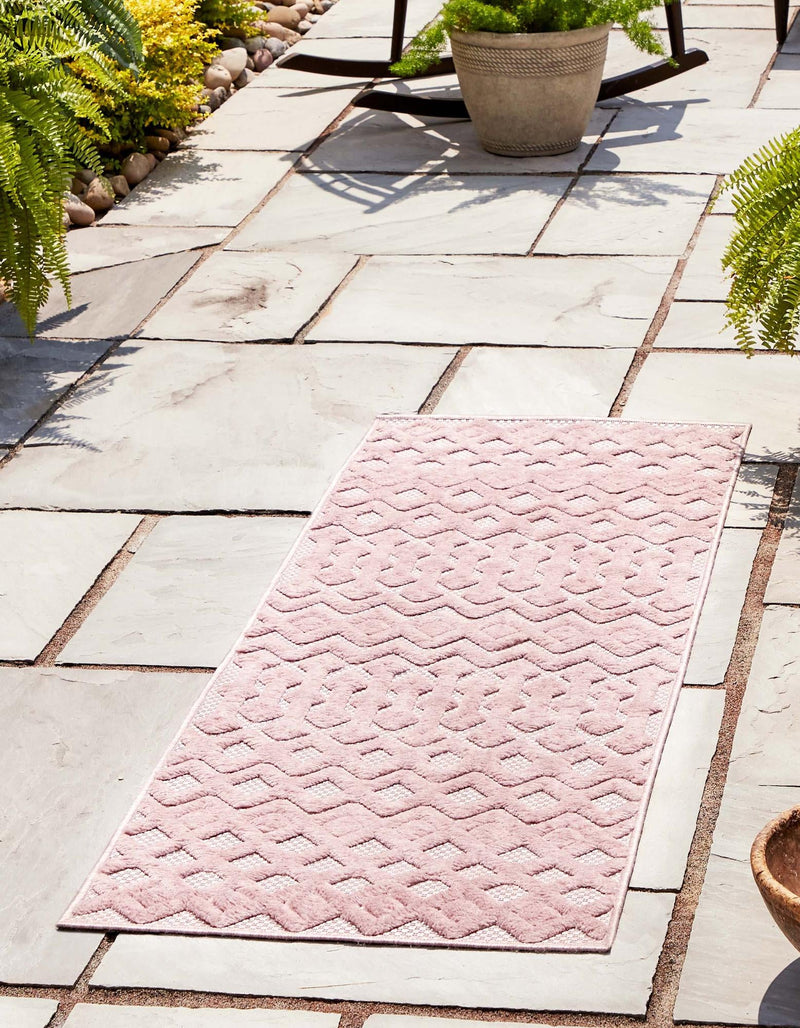 Garden Lattice Charm Collection Area Rug - Pergola (Pink) Runner Pink lifestyle 29