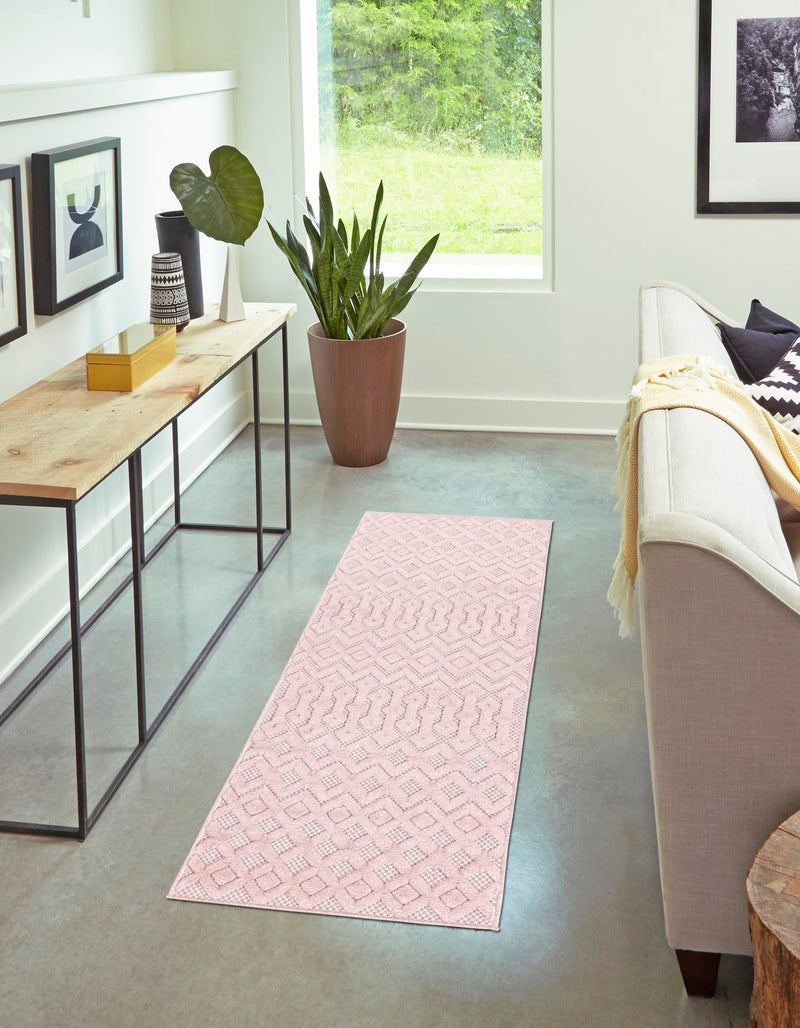 Garden Lattice Charm Collection Area Rug - Pergola (Pink) Runner Pink lifestyle 30