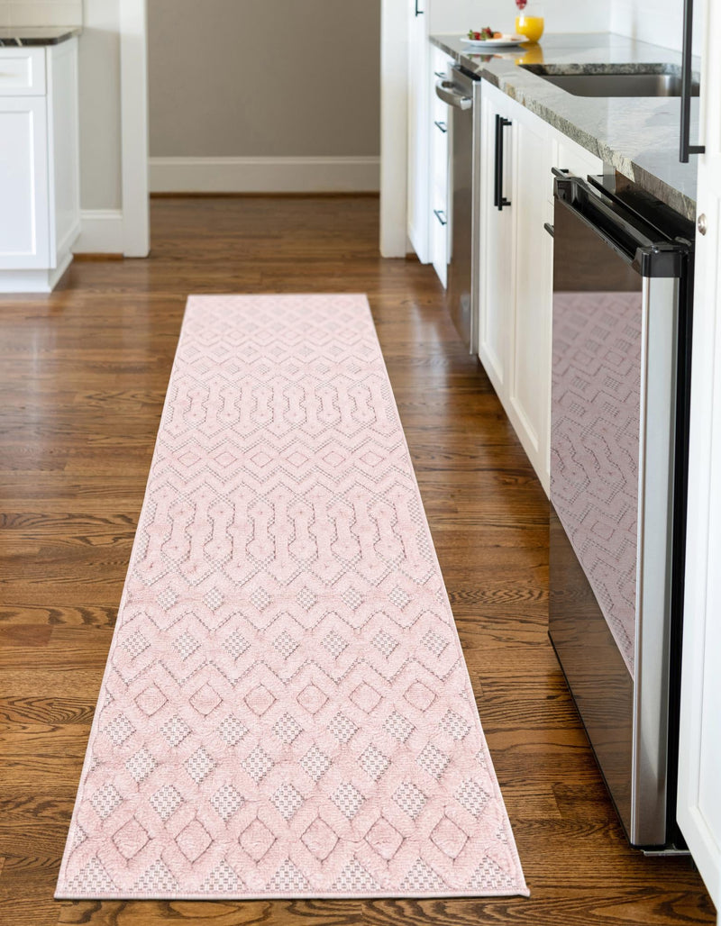 Garden Lattice Charm Collection Area Rug - Pergola (Pink) Runner Pink lifestyle 32