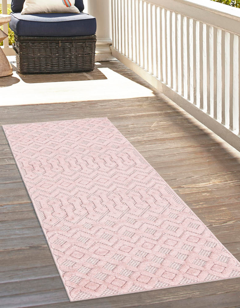 Garden Lattice Charm Collection Area Rug - Pergola (Pink) Runner Pink lifestyle 33