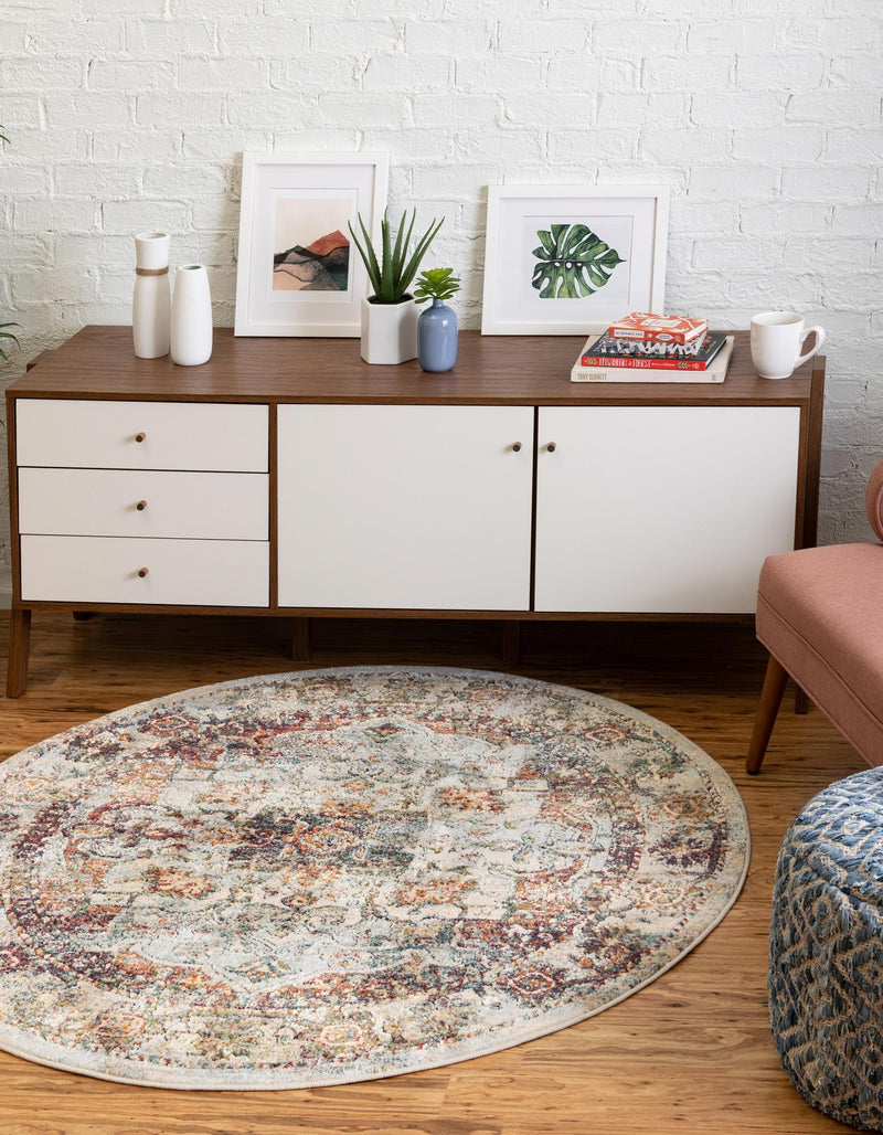 Savannah Soiree Collection Area Rug - Everglade (Ivory) Round Ivory lifestyle 20
