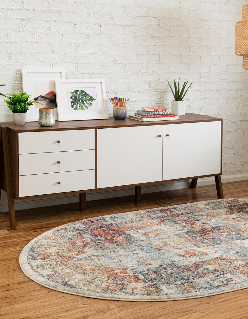 Savannah Soiree Collection Area Rug - Everglade (Ivory) Oval Ivory lifestyle 27