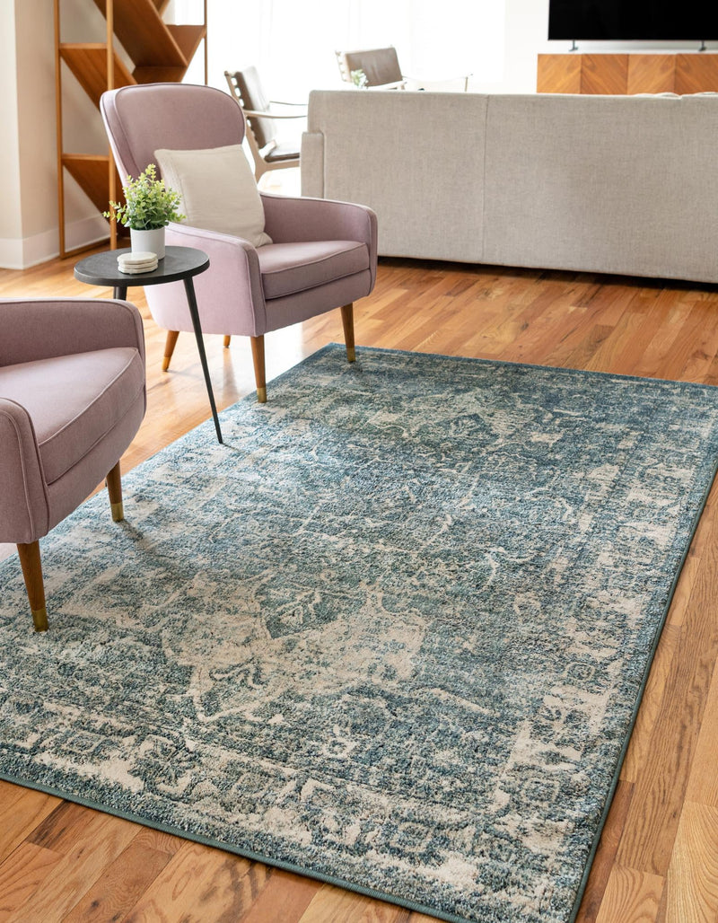 Savannah Soiree Collection Area Rug - Everglade (Blue) Rectangle Blue lifestyle 2