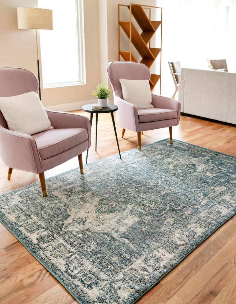 Savannah Soiree Collection Area Rug - Everglade (Blue) Rectangle Blue lifestyle 3