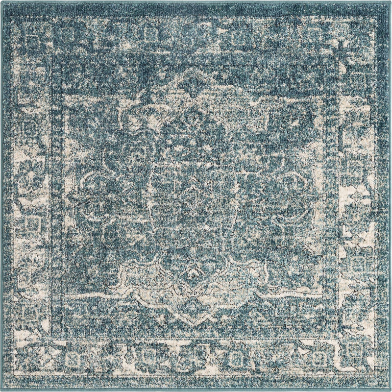 Savannah Soiree Collection Area Rug - Everglade (Blue) Square Blue lifestyle 17