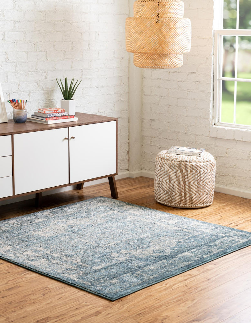Savannah Soiree Collection Area Rug - Everglade (Blue) Square Blue lifestyle 26