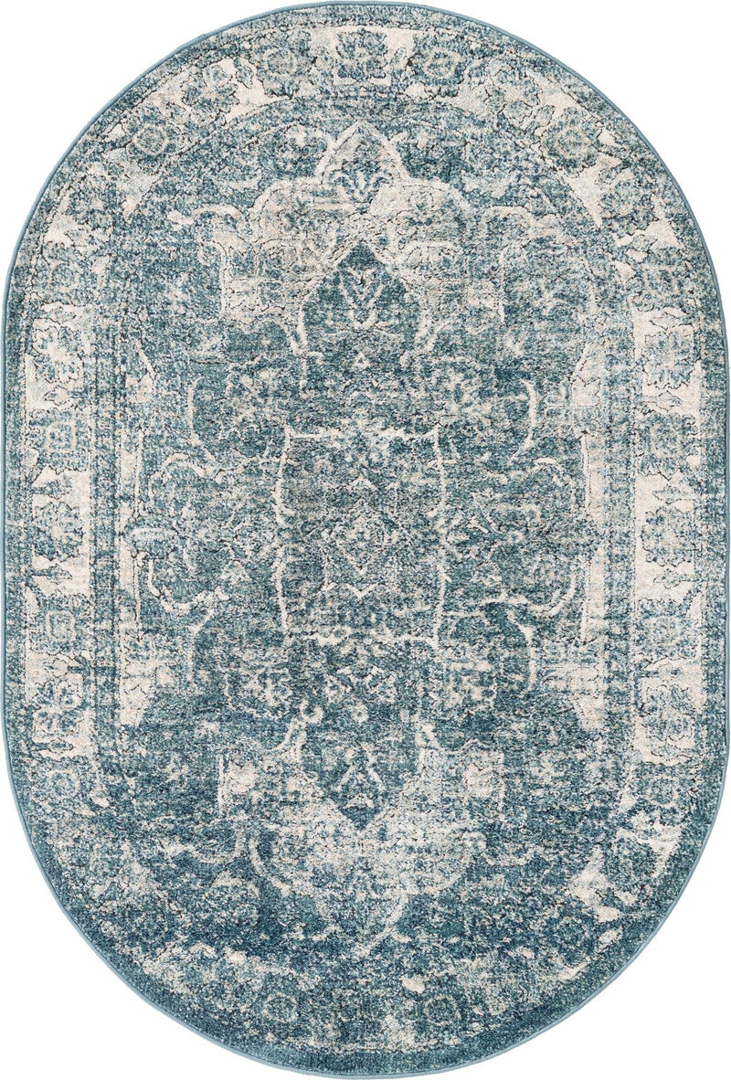 Savannah Soiree Collection Area Rug - Everglade (Blue) Oval Blue lifestyle 18