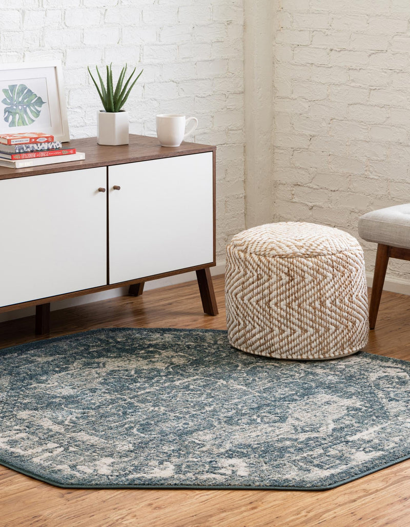 Savannah Soiree Collection Area Rug - Everglade (Blue) Octagon Blue lifestyle 28