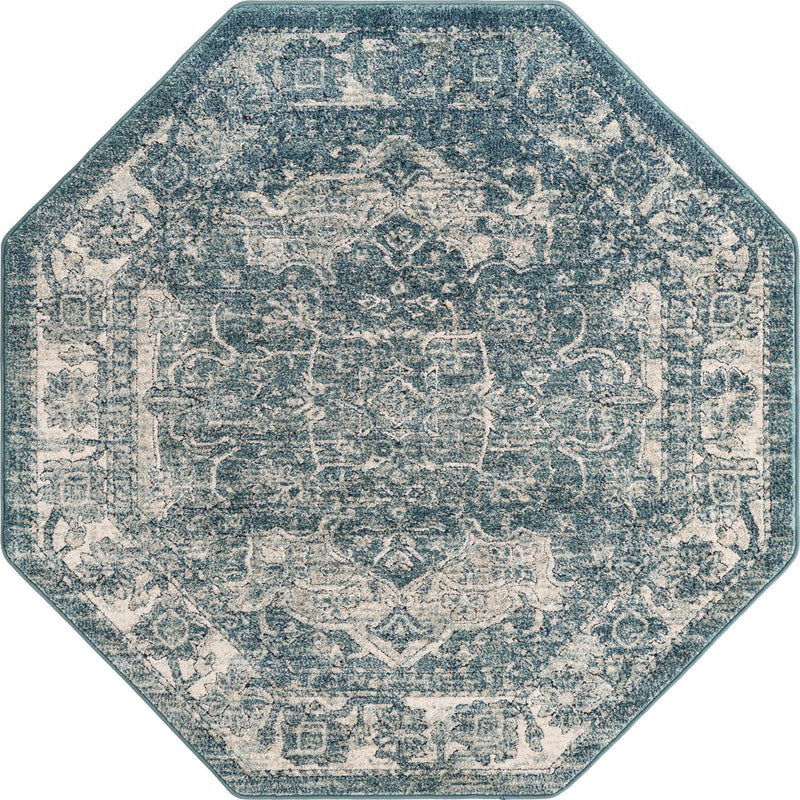 Savannah Soiree Collection Area Rug - Everglade (Blue) Octagon Blue lifestyle 19