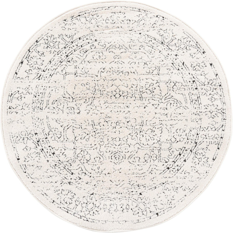 Savannah Soiree Collection Area Rug - Everglade (White) Round White lifestyle 16