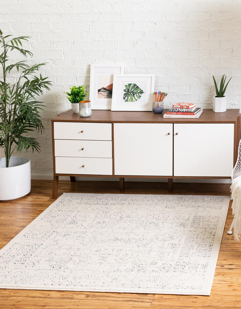 Savannah Soiree Collection Area Rug - Everglade (White) Square White lifestyle 22