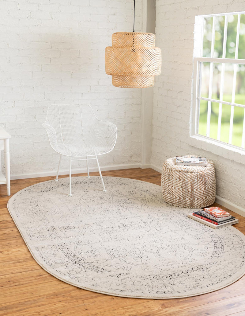 Savannah Soiree Collection Area Rug - Everglade (White) Oval White lifestyle 23