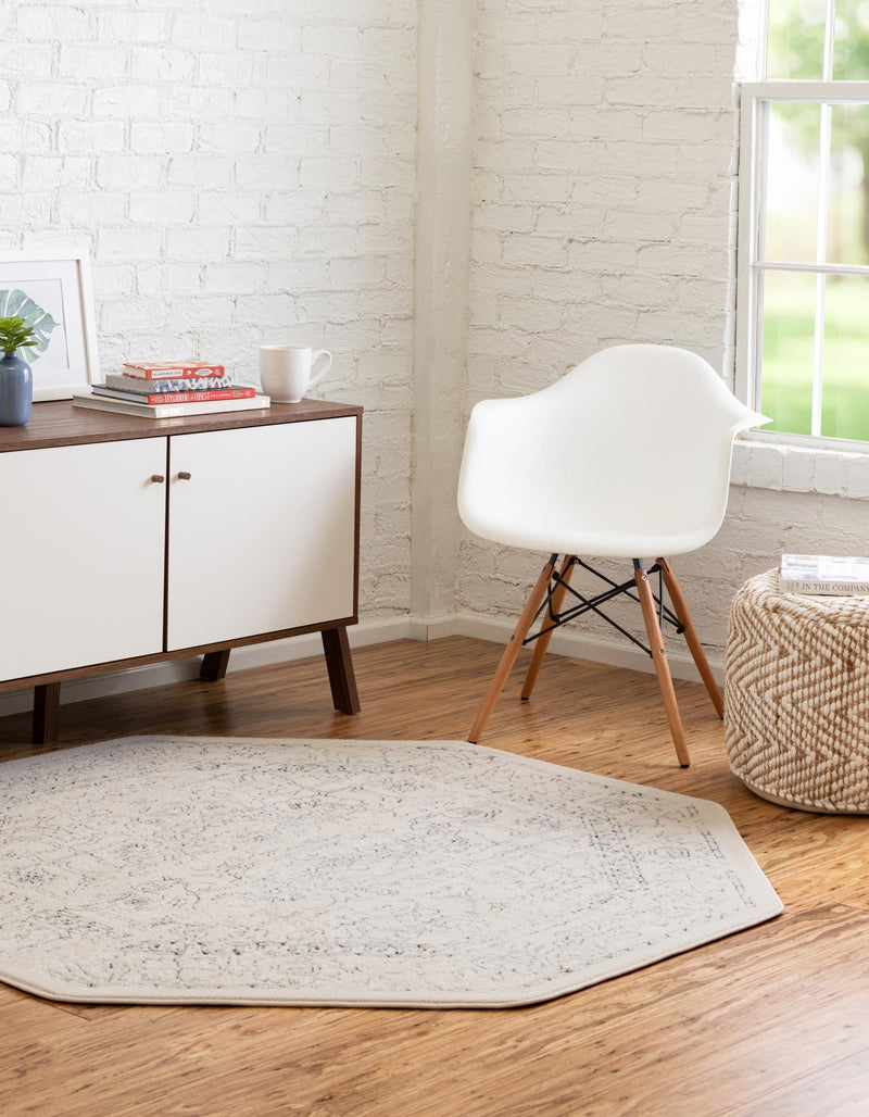 Savannah Soiree Collection Area Rug - Everglade (White) Octagon White lifestyle 29