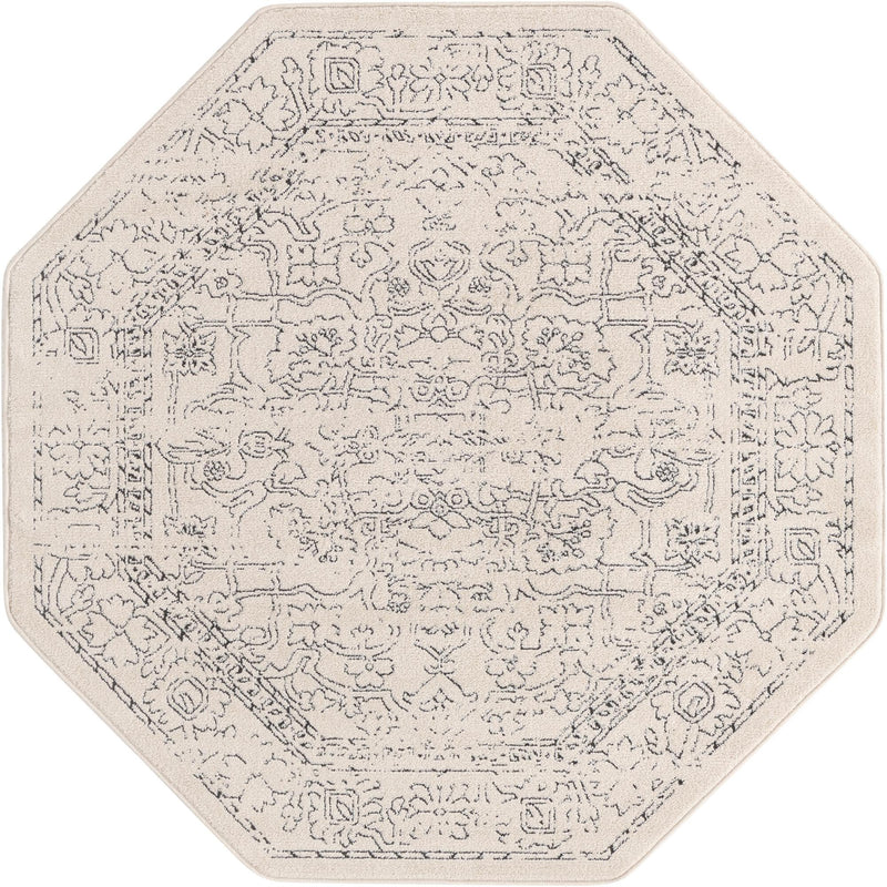 Savannah Soiree Collection Area Rug - Everglade (White) Octagon White lifestyle 19