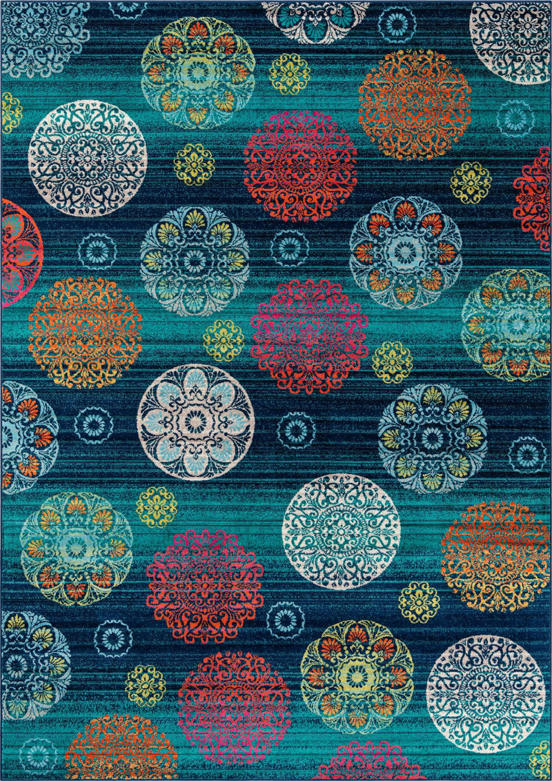 Oceanview Gardens Collection Area Rug - Marina Rectangle Navy Blue Main