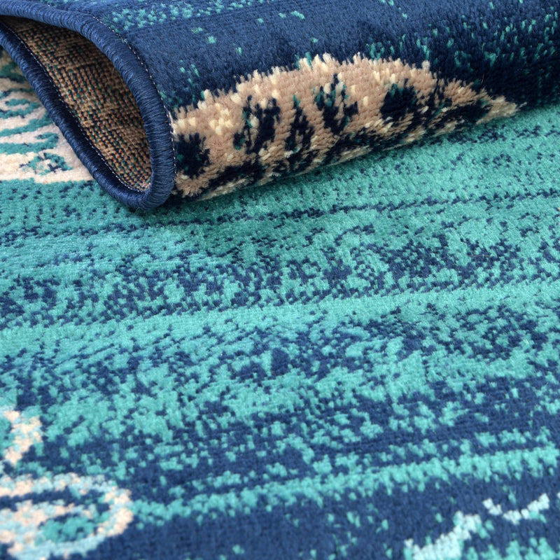 Oceanview Gardens Collection Area Rug - Marina Rectangle Navy Blue lifestyle 9