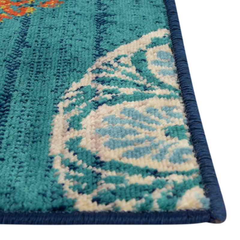 Oceanview Gardens Collection Area Rug - Marina Rectangle Navy Blue lifestyle 10