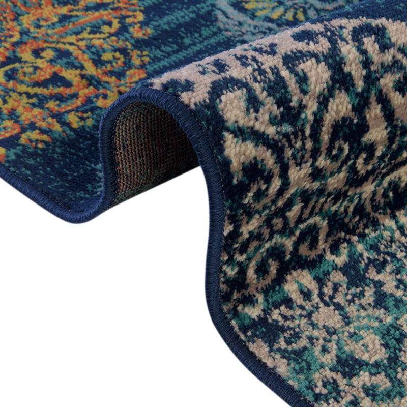 Oceanview Gardens Collection Area Rug - Marina Rectangle Navy Blue lifestyle 16